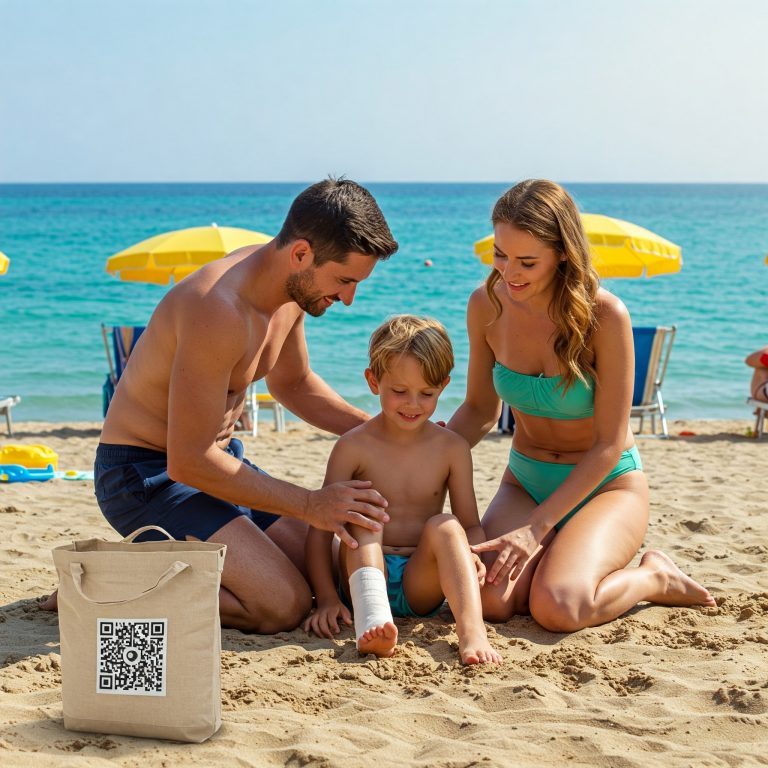 Unfallhilfe am Strand (Kind verletzt sich beim Spielen)