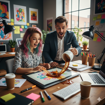 Grafikdesignerin & der Kaffee Katastrophen Client