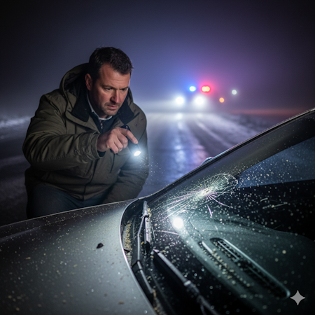 Steinschlag im Winter