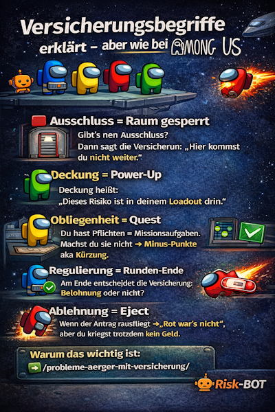 Versicherungsbegriffe erklärt – aber wie bei Among Us