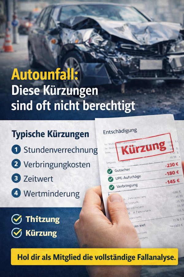 Autounfall Diese Kürzungen der Versicherung sind oft nicht berechtigt