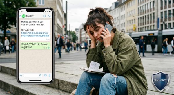 HUK Warteschleife Melde Schaden in 60 Sek. bei Risk BOT